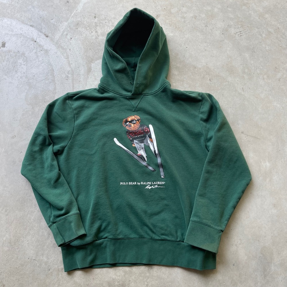 Polo Ralph Lauren Polo Bear Skiing Hoodie Green XL Mens Graphic Sweatshirt